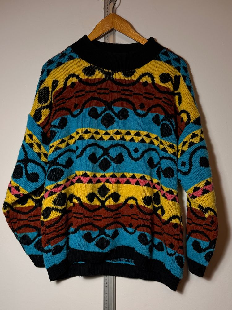 Multicolor Patterned Knitted Sweater