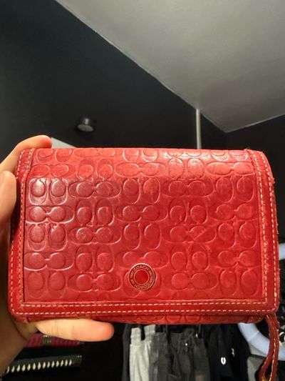 Coach Red Embossed Leather Wallet