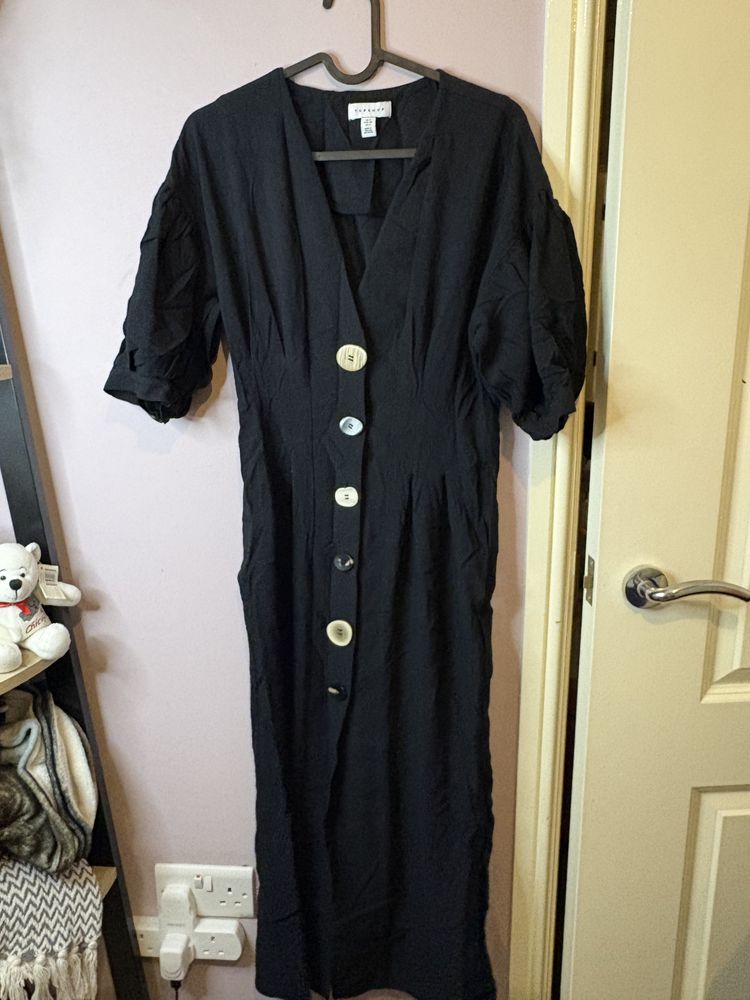 Topshop Black Button-Up Dress image 1
