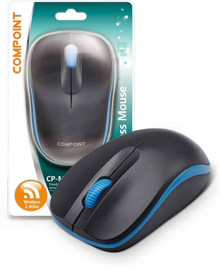 Other Wireless Mouse with Mini USB Receiver - Optical Cordless Mouse for Laptop, Computer, Macbook, Gaming, Working - 2.4Ghz Small Silent Black/Blue Portable Mouse Up To 10m with USB Adaptor product image