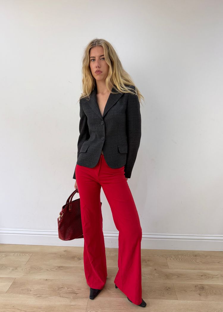 small ruffle hem fitted blazer image 1
