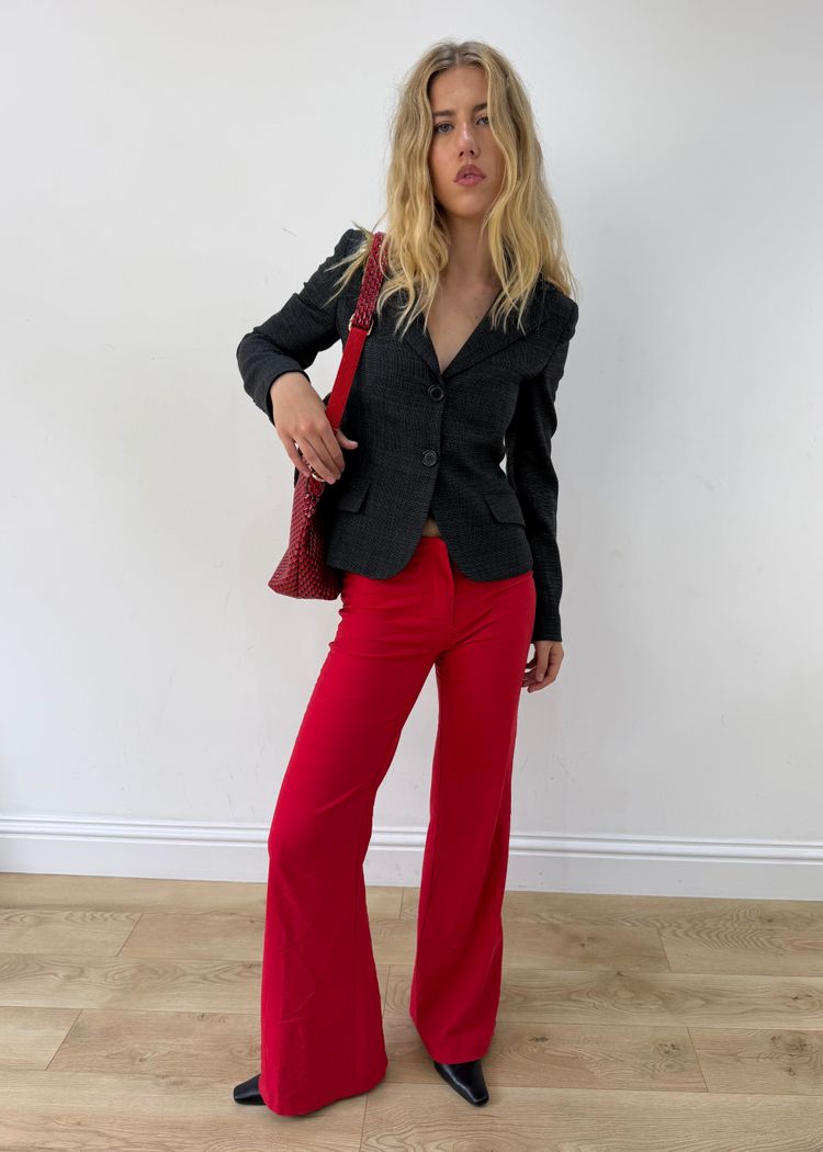 small ruffle hem fitted blazer image 3