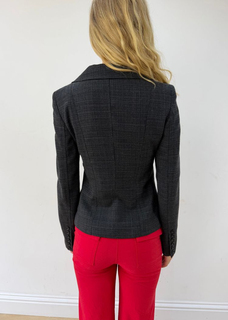 small ruffle hem fitted blazer image 2