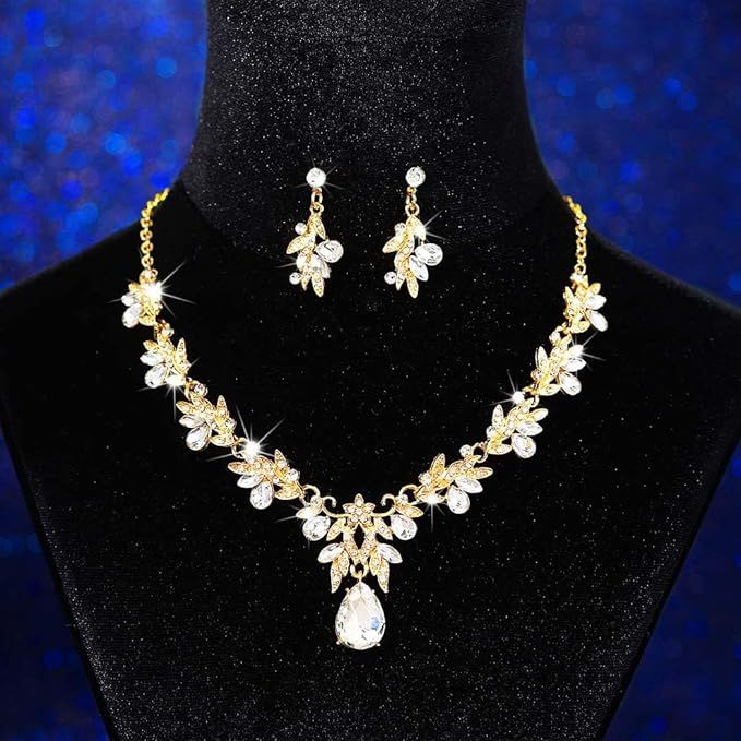 Brautschmuck-Set für Hochzeiten, Kristall-Strass-Halskette, Abschlussball-Kostümschmuck Halskette für Frauen 2