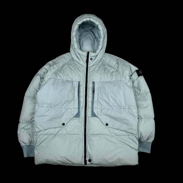 Stone Island 2023 Icy Blue Crinkle R-NY Down Puffer Jacket - Large