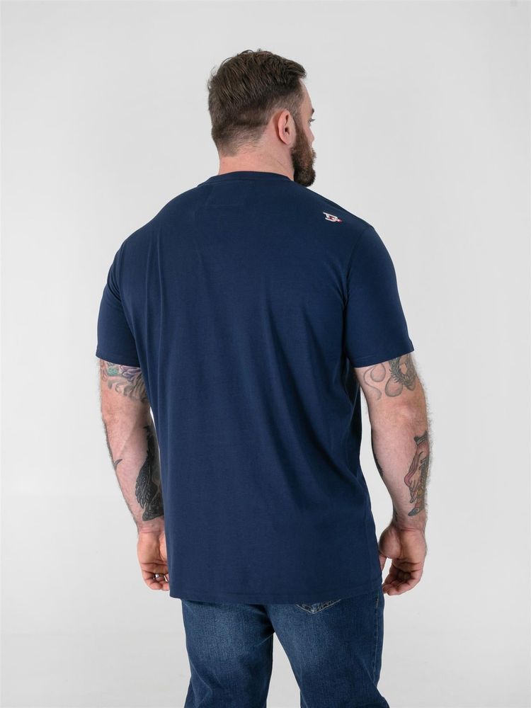 D555 LINTON- Tropical Skull Printed Crew Neck T-Shirt For Men in Navy, 2XL-8XL image 2