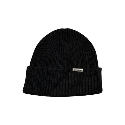 Represent Beanie Black Wool Ribbed Beanie Hat