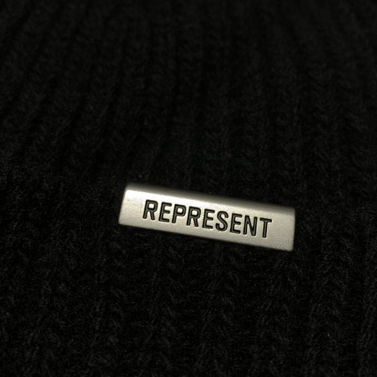 Represent Beanie Black Wool Ribbed Beanie Hat image 5