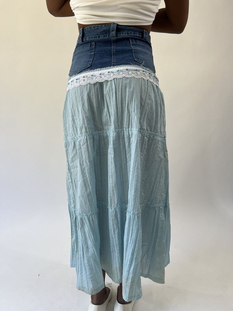 aquamarine drop | small blue denim and baby blue maxi skirt 2