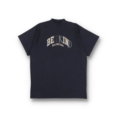 Balenciaga Faded Black Embroidered Be Kind Logo Oversized T-Shirt