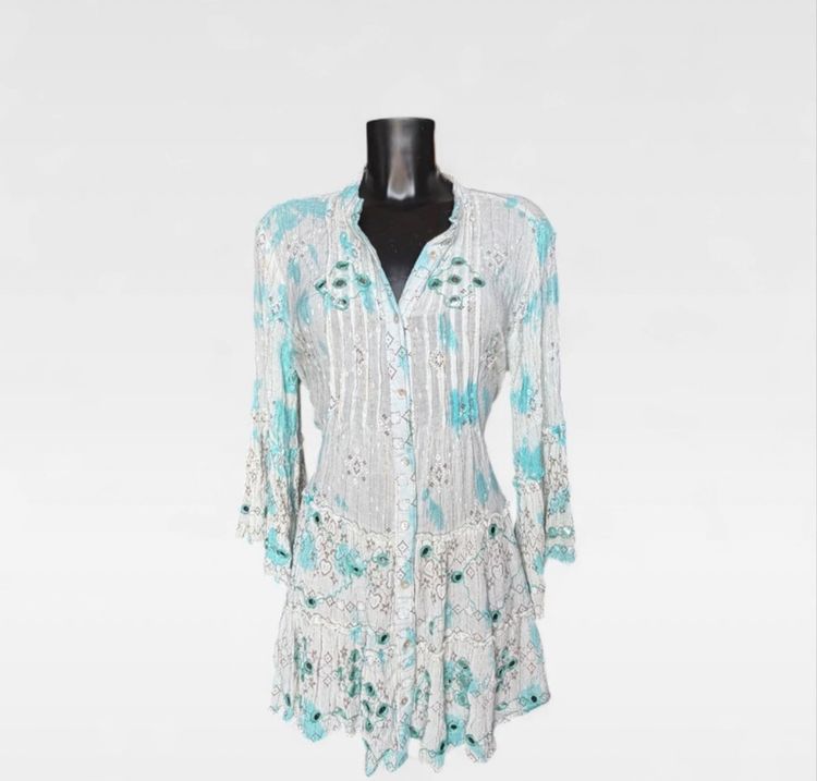 Other Light Blue And White Patterned Dress product image