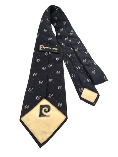 Cravatta PIERRE CARDIN Vintage Seta Blu Pois Rossi Scudieri Silk Tie 9cm Paris 5