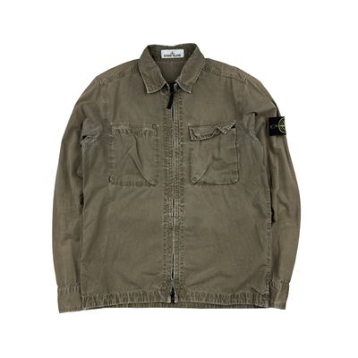 Stone Island 2018 Khaki Cotton Zipped Overshirt - Small