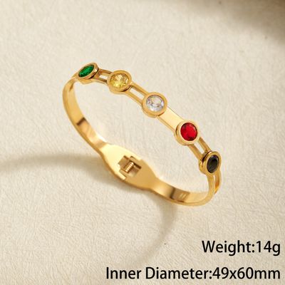 Gold-Tone Bangle Bracelet With Multicolor Stones