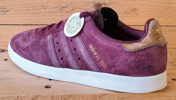 Adidas 350 Low Suede Trainers UK9/US9.5/EU43 BB5289 Burgundy/White/Gold image 8