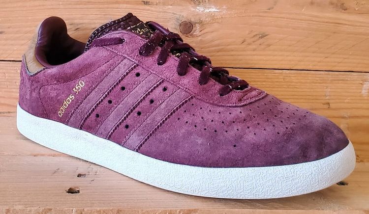 Adidas 350 Low Suede Trainers UK9/US9.5/EU43 BB5289 Burgundy/White/Gold image 5