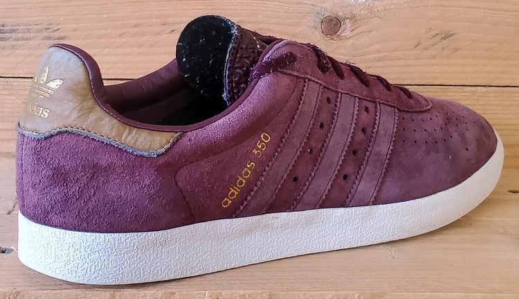 Adidas 350 Low Suede Trainers UK9/US9.5/EU43 BB5289 Burgundy/White/Gold image 9