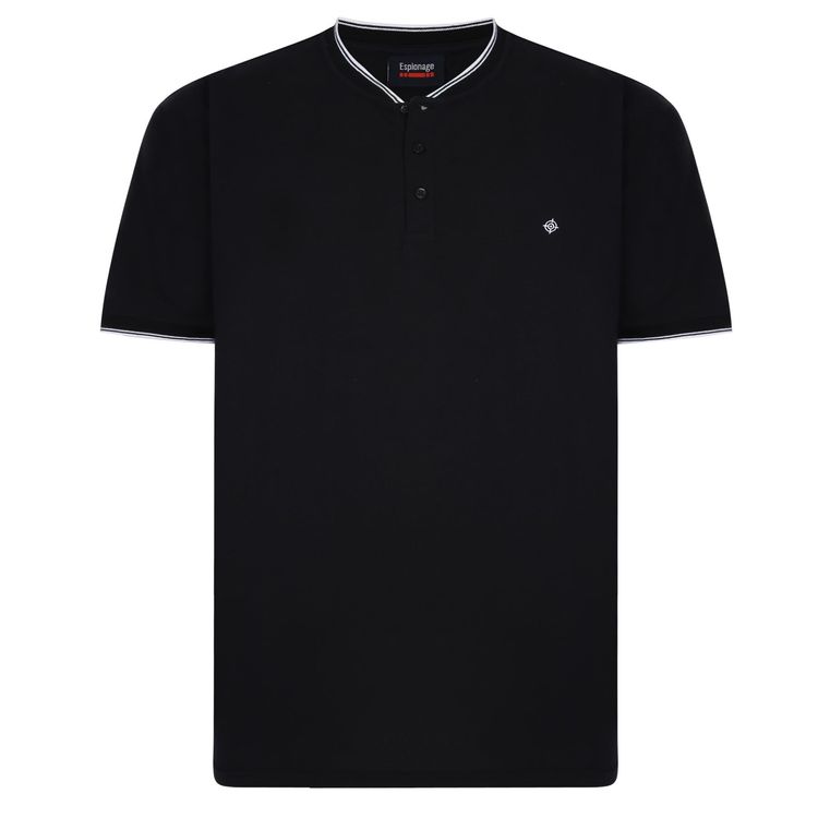 Other Espionage Men's Plus Size New Grandad Style Pique Tee Shirt in Black 2XL to 8XL product image
