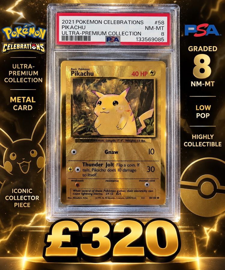 PSA 9 2021 Pokemon Celebrations Pikachu Metal Card image 1