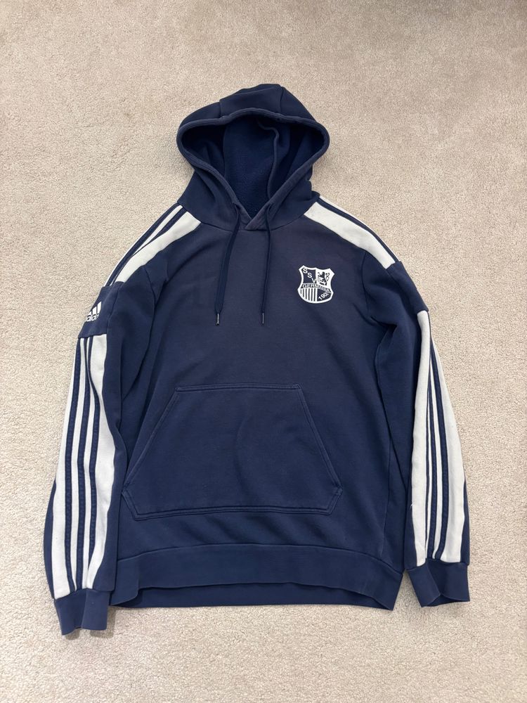Adidas Navy Blue Hoodie With White Stripes