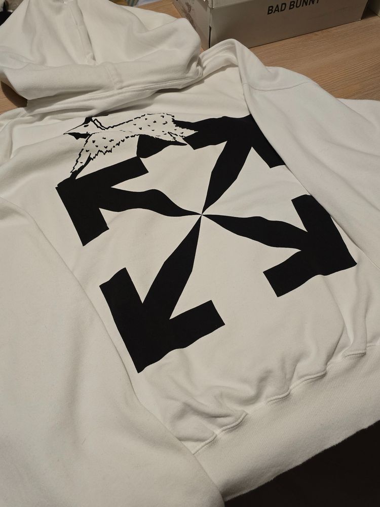 Off-White White Hoodie With Black Graphic Print