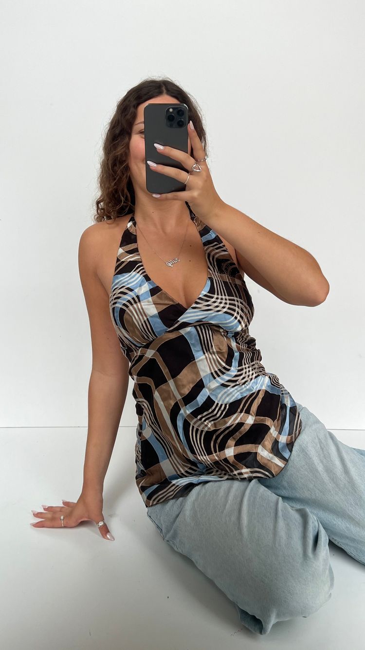 00s brown blue mesh cami- size M 3