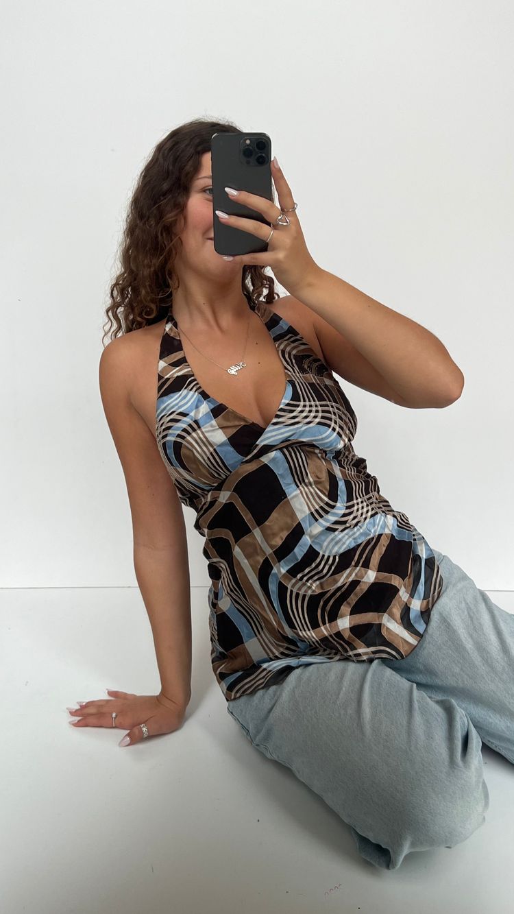 00s brown blue mesh cami- size M 4