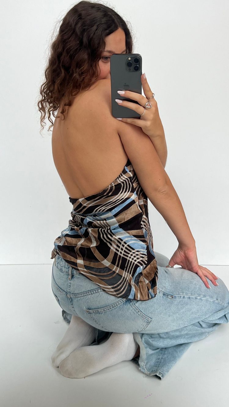 00s brown blue mesh cami- size M 5