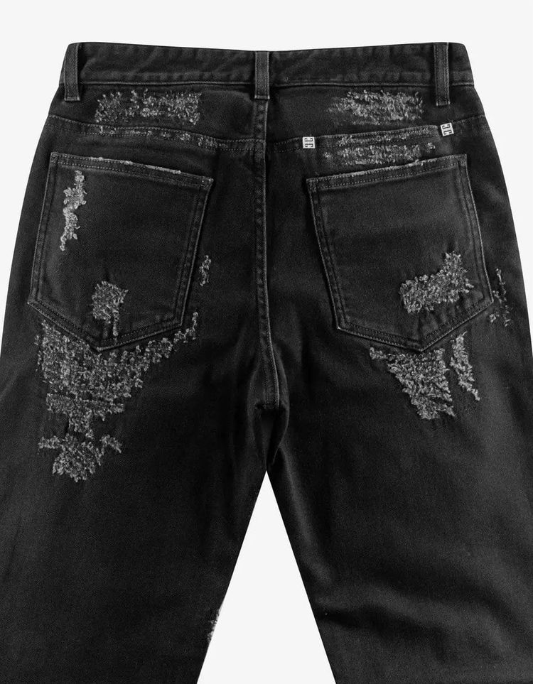 Givenchy Black Destroyed Denim Slim Jeans 6