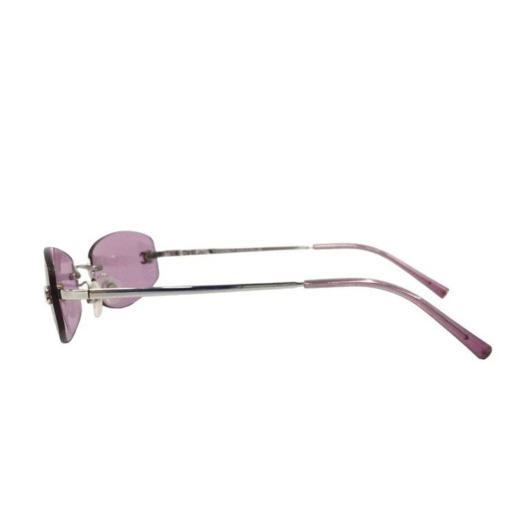 Chanel Purple Tinted CC Logo Rimless Sunglasses 4002 2