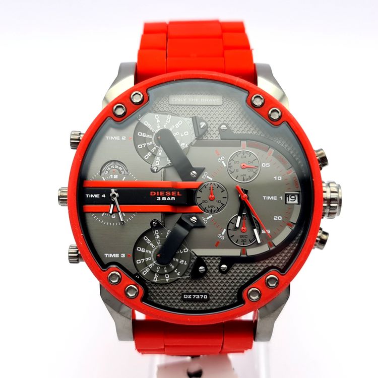 Diesel DZ7370 Red Rubber Strap With Grey Dial Men's Watch image 2