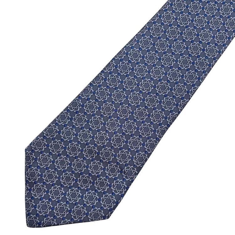 Hermes Paris Geometric Print Silk Tie