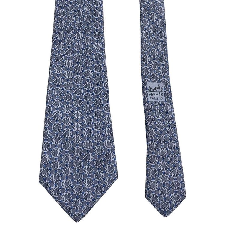 Hermes Paris Geometric Print Silk Tie 5