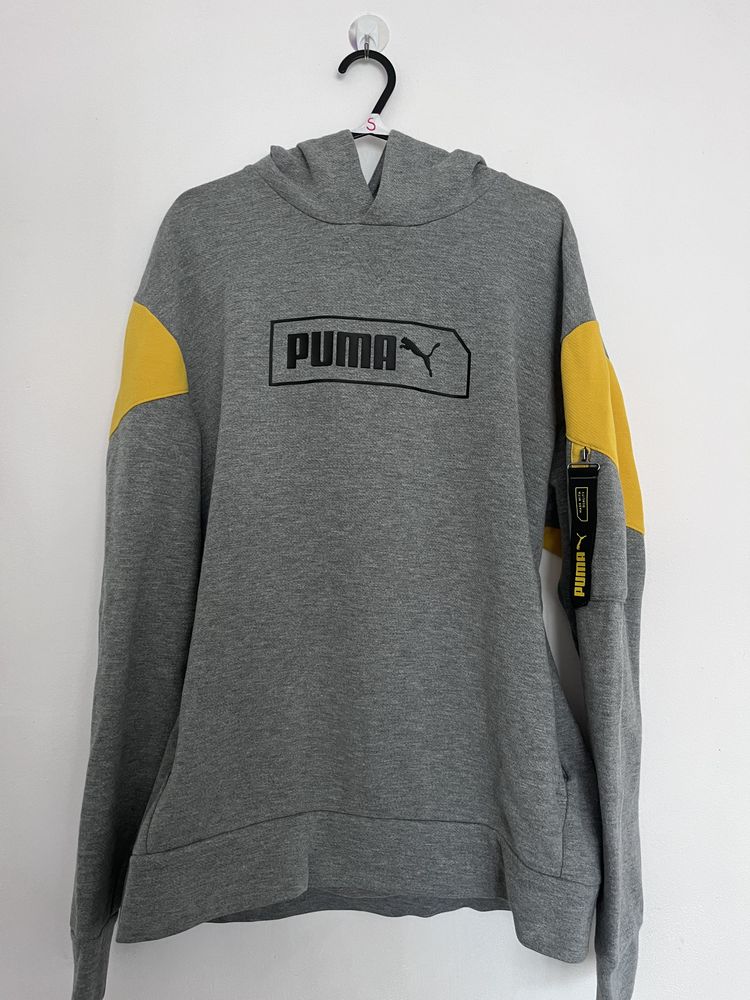 Puma Grey Hoodie With Yellow Accents
