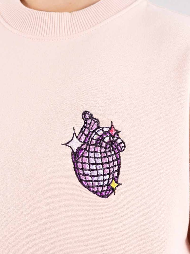 Immagine di Dazzle Embroidered Sweatshirt, Organic Cotton, in Pink 5