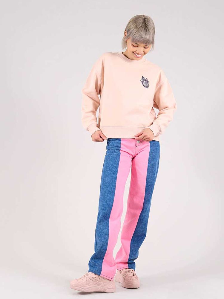 Immagine di Dazzle Embroidered Sweatshirt, Organic Cotton, in Pink 7