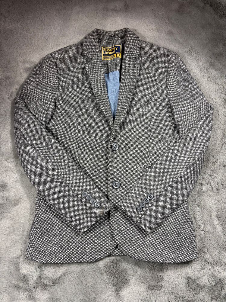 Superdry Limited Grey Blazer Jacket Tg S 