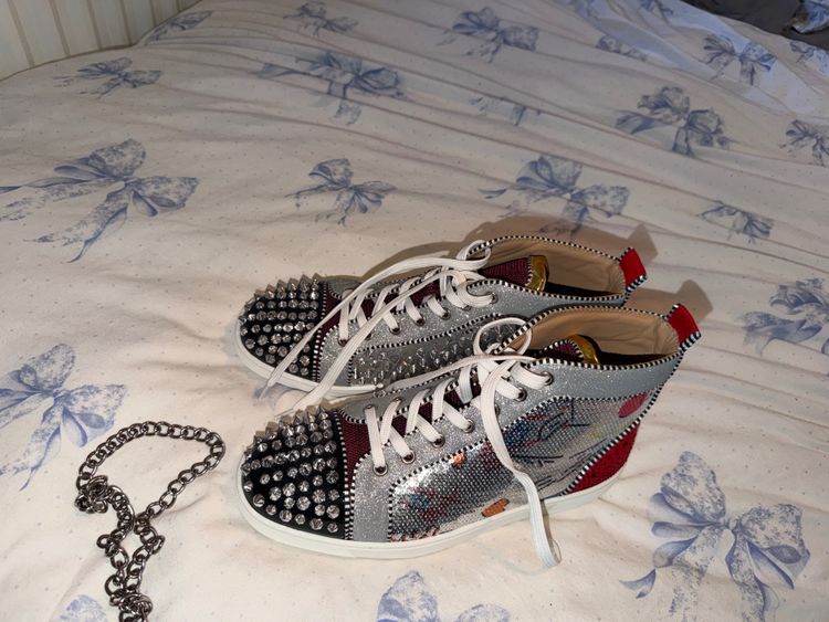 Silver Studded High-Top Sneakers image 1