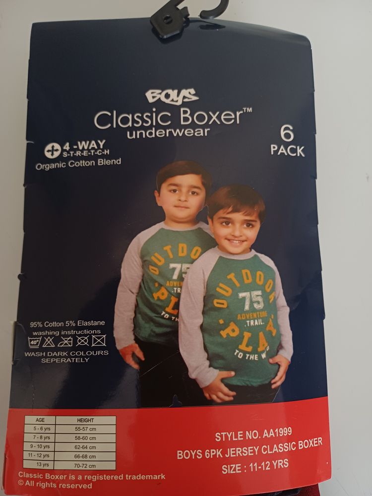 Boys Classic Boxer Underwear 6 Pack 2