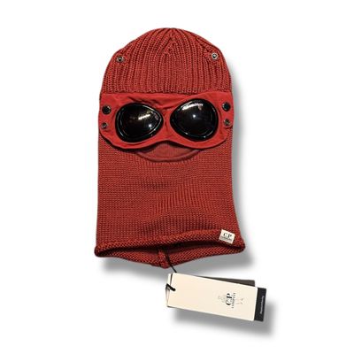C.P. Company Red Knit Balaclava With Goggles