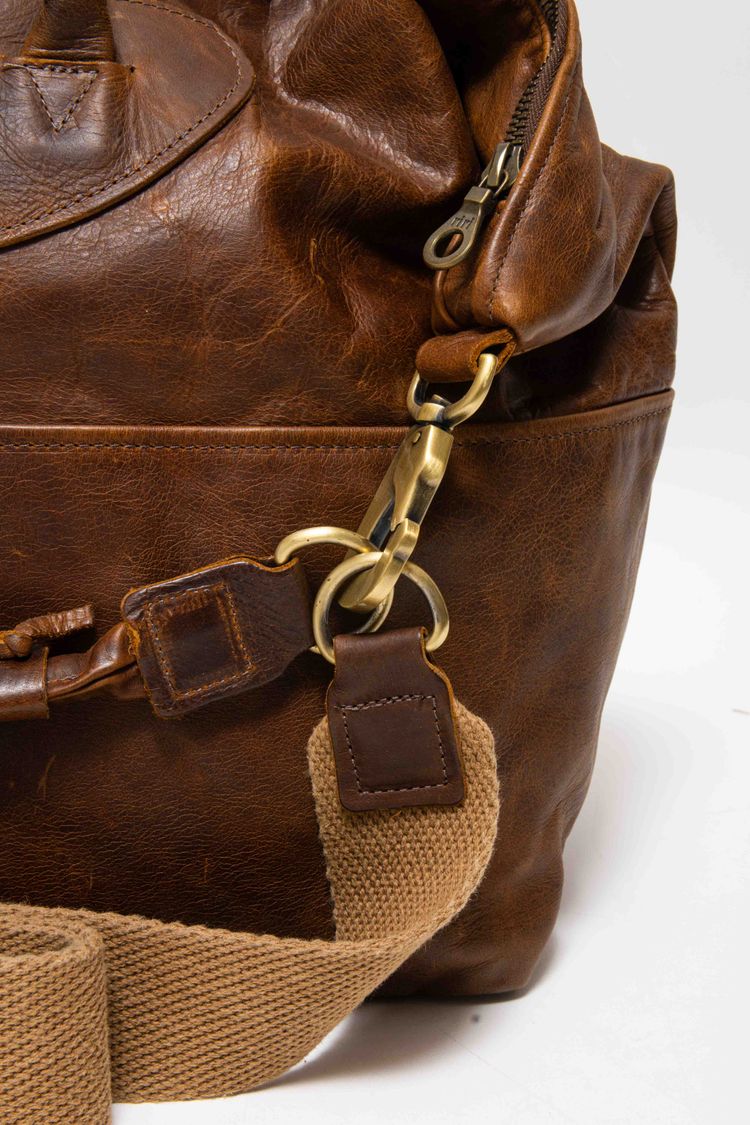 Jas M.B. London Handmade Distressed Tan Leather Wings Traveller Duffle Bag obraz 16