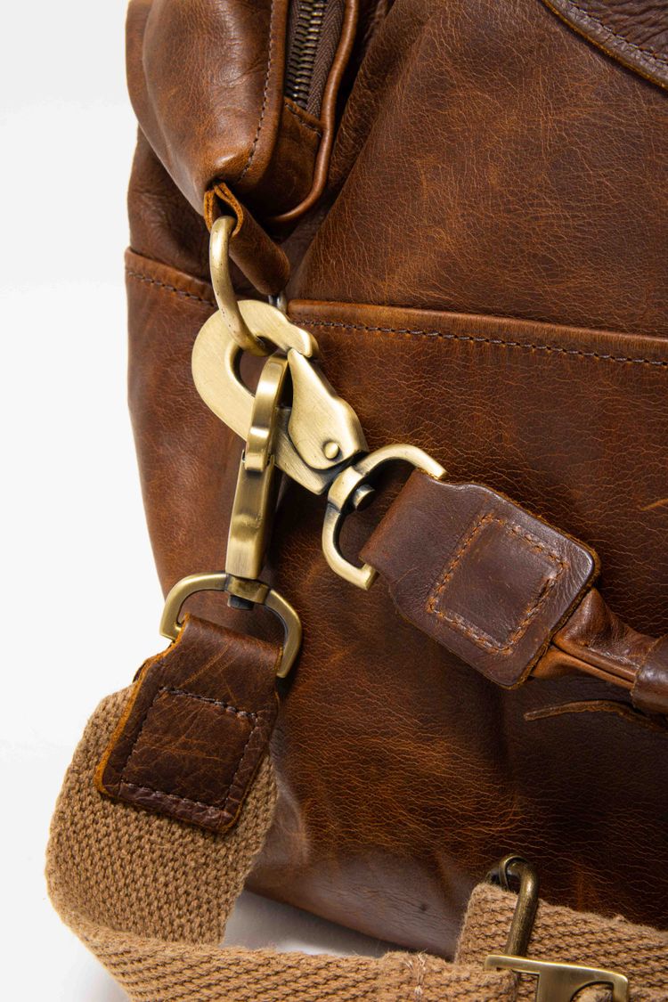 Jas M.B. London Handmade Distressed Tan Leather Wings Traveller Duffle Bag obraz 9