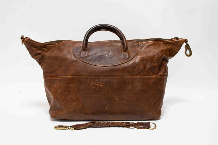 Jas M.B. London Handmade Distressed Tan Leather Wings Traveller Duffle Bag obraz 8