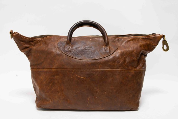 Jas M.B. London Handmade Distressed Tan Leather Wings Traveller Duffle Bag obraz 13