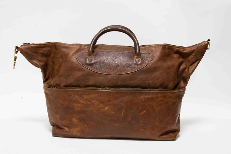 Jas M.B. London Handmade Distressed Tan Leather Wings Traveller Duffle Bag obraz 10