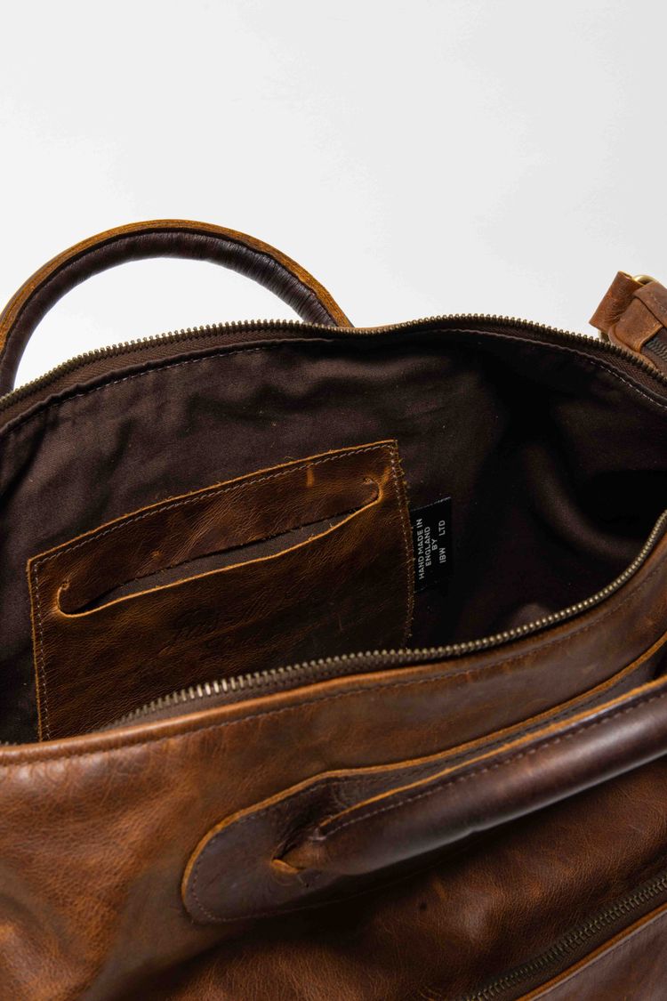 Jas M.B. London Handmade Distressed Tan Leather Wings Traveller Duffle Bag obraz 7