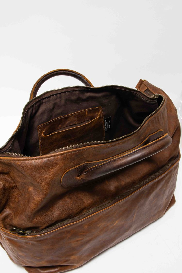 Jas M.B. London Handmade Distressed Tan Leather Wings Traveller Duffle Bag obraz 2