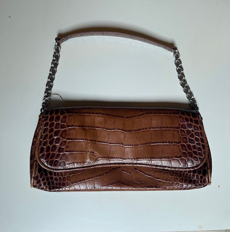 Other Brown Crocodile Pattern shoulder baguette With Chain Strap product image