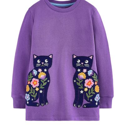 Mini Boden Girls Applique Tunic In Purple