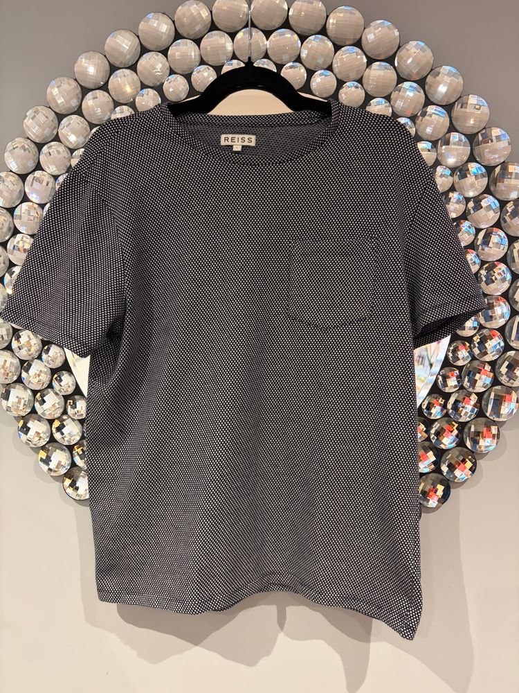 Genuine Reiss Men’s Navy & White Textured Pocket T-Shirt Size L